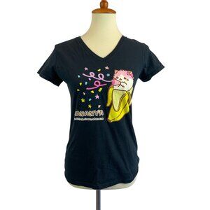 Bananya Crunchyroll Juniors Tshirt Size M Black The Cat Who Lives in a Banana